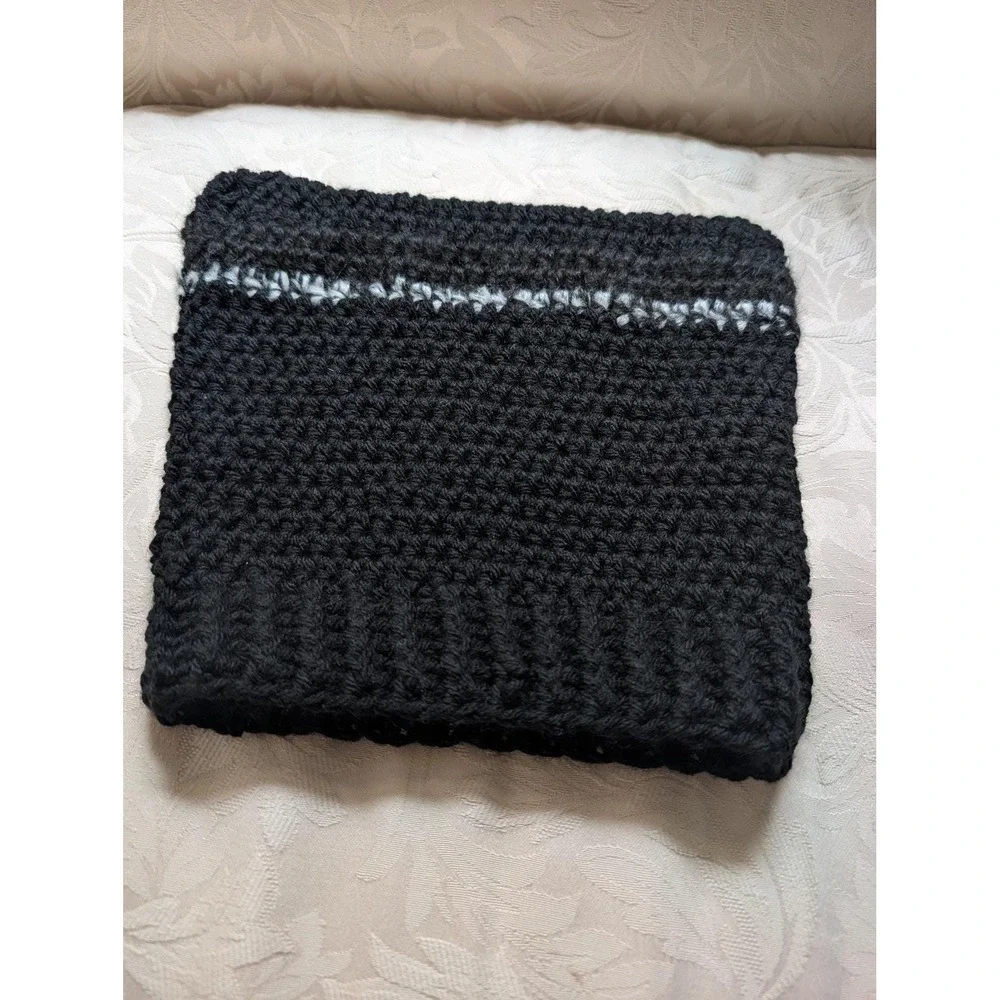 Handmade Crochet Knit Cat Ear Beanie Hat Cottage Y2K Goth Emo Punk Whimsigoth